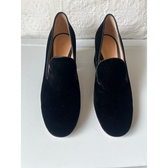 Gianvito Rossi Velvet Heeled Loafer Mule Black Size 39 / 9 - Picture 3 of 10